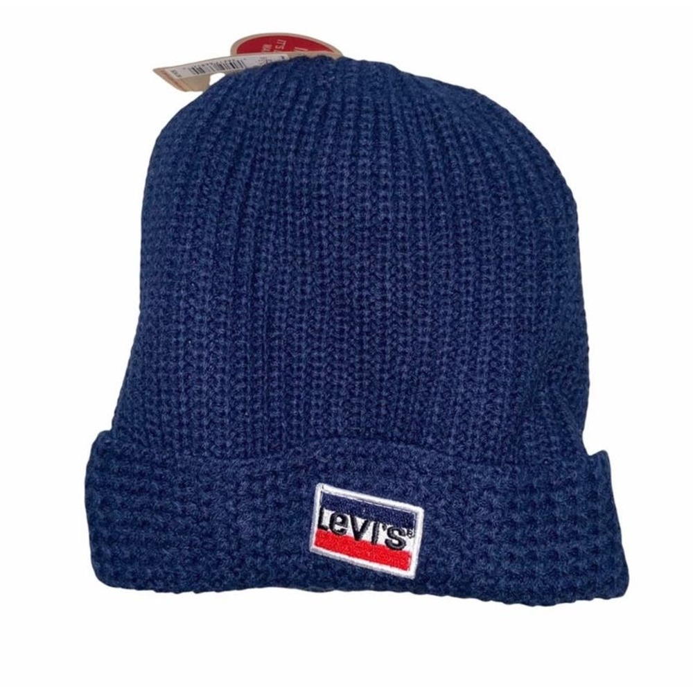 Levi’s Beanie Hat Mens One Size Blue Knit Stocking Cap NWT *